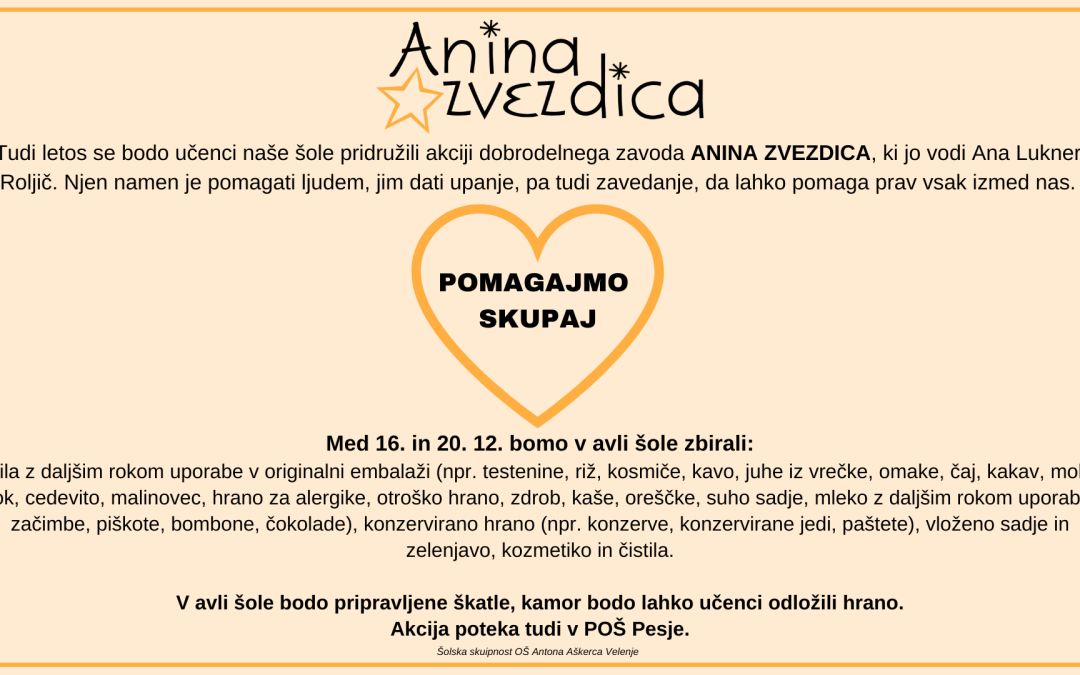 Dobrodelna akcija – Božična Anina zvezdica